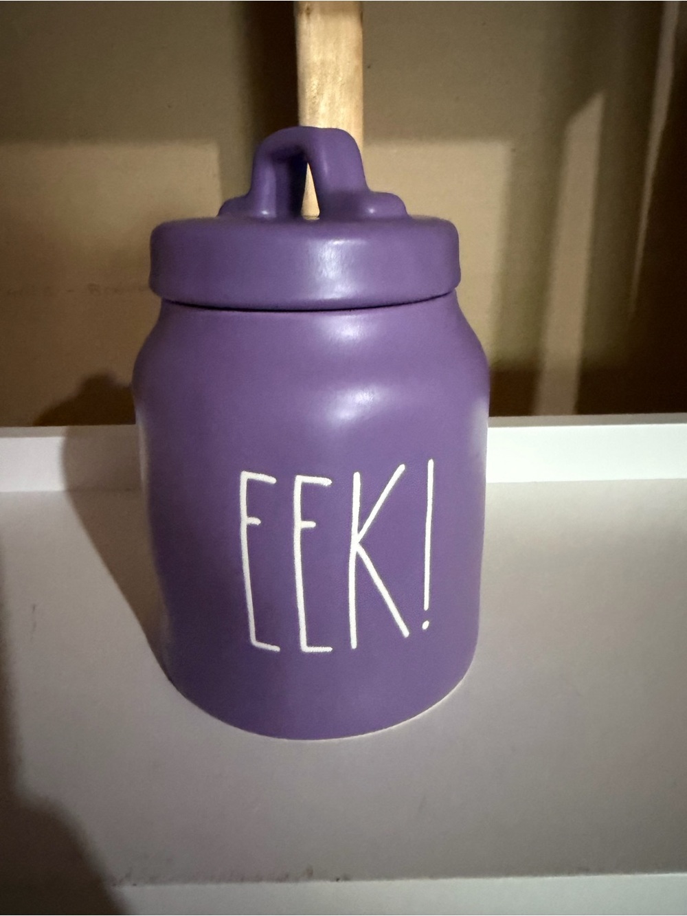 Purple 'EEK!' Ceramic Canister - Rae Dunn